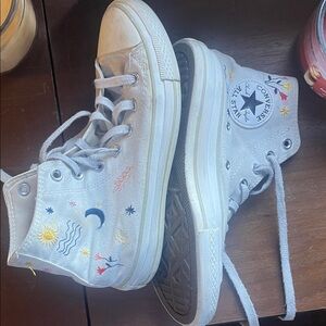 Converse High-Tops - White with Colorful Embroidery